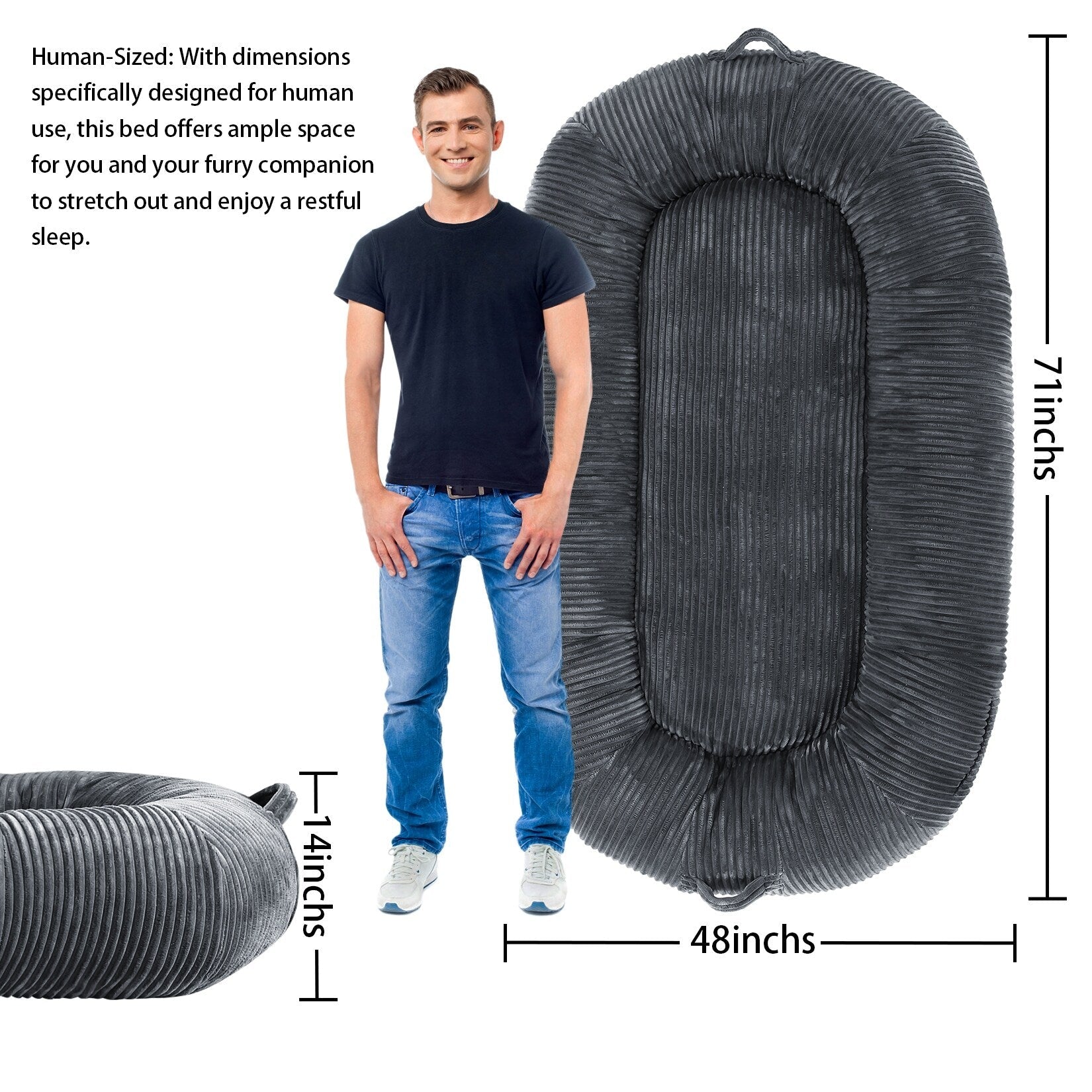 Giant Dog Bed for Humans 71x48x14 Large Dog Bed for People Adults, Washable Napping Dog Bed