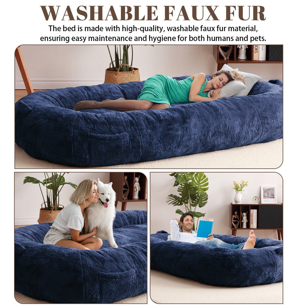 Giant Dog Bed for Humans 71x48x14 Large Dog Bed for People Adults, Washable Napping Dog Bed