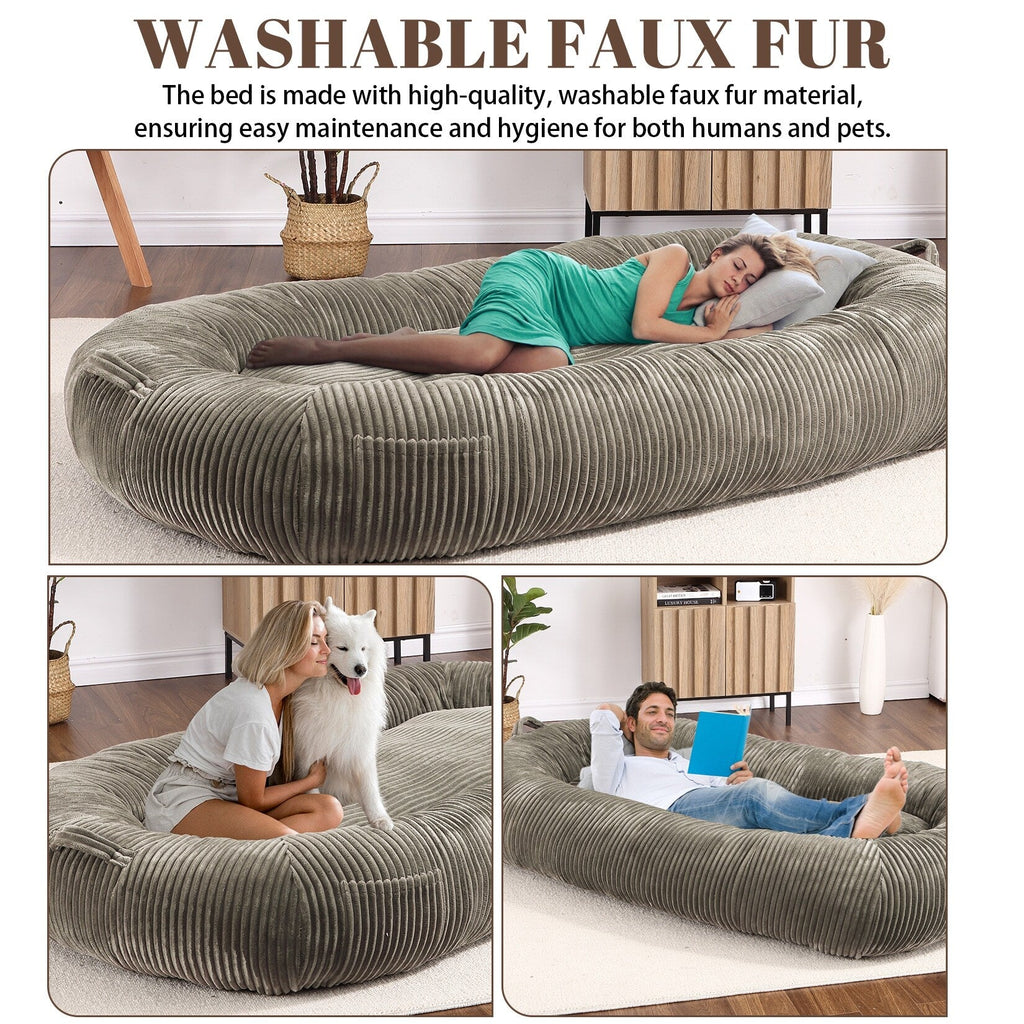 Giant Dog Bed for Humans 71x48x14 Large Dog Bed for People Adults, Washable Napping Dog Bed