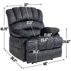 Large Manual Recliner Chair for Adult, Comfortable Fabric Single Recliner Sofa, Overstuffed Reclining Chair for Living Room
