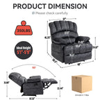 Large Manual Recliner Chair for Adult, Comfortable Fabric Single Recliner Sofa, Overstuffed Reclining Chair for Living Room