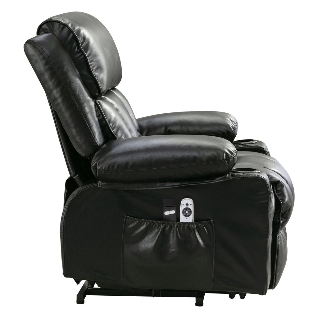 Large Power Lift Recliner Chair with Heat and 8-Point Massage - Remote Control, USB Port