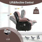 Large Power Lift Recliner Chair with Heat and 8-Point Massage - Remote Control, USB Port