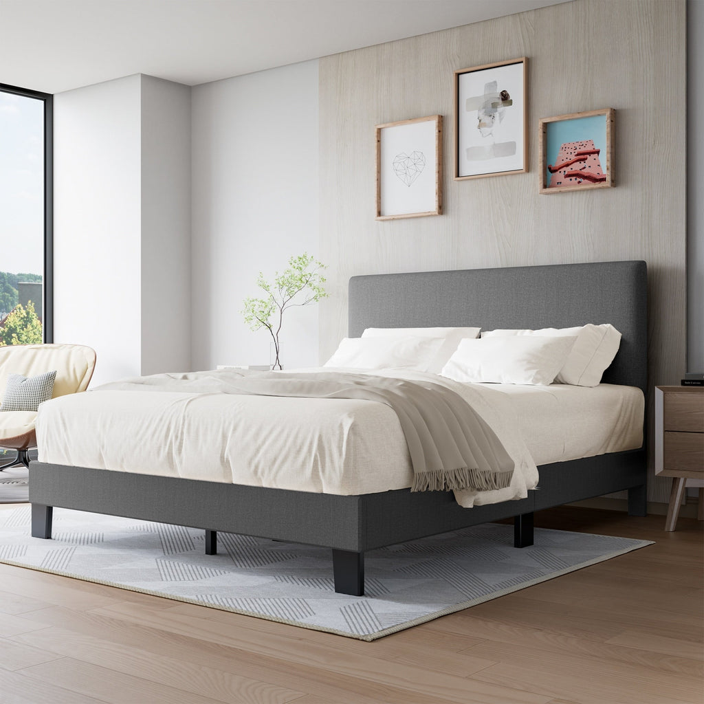 Lifezone Adjustable Queen Size Upholstered Platform Bed Frame