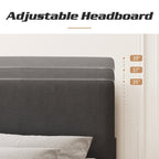 Lifezone Adjustable Queen Size Upholstered Platform Bed Frame