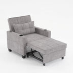 Light Grey 68.12 Tech Clothr 3-in-1 Single Convertible Pull Out Sofa with USB Ports and Wear-resistantfor Living Room
