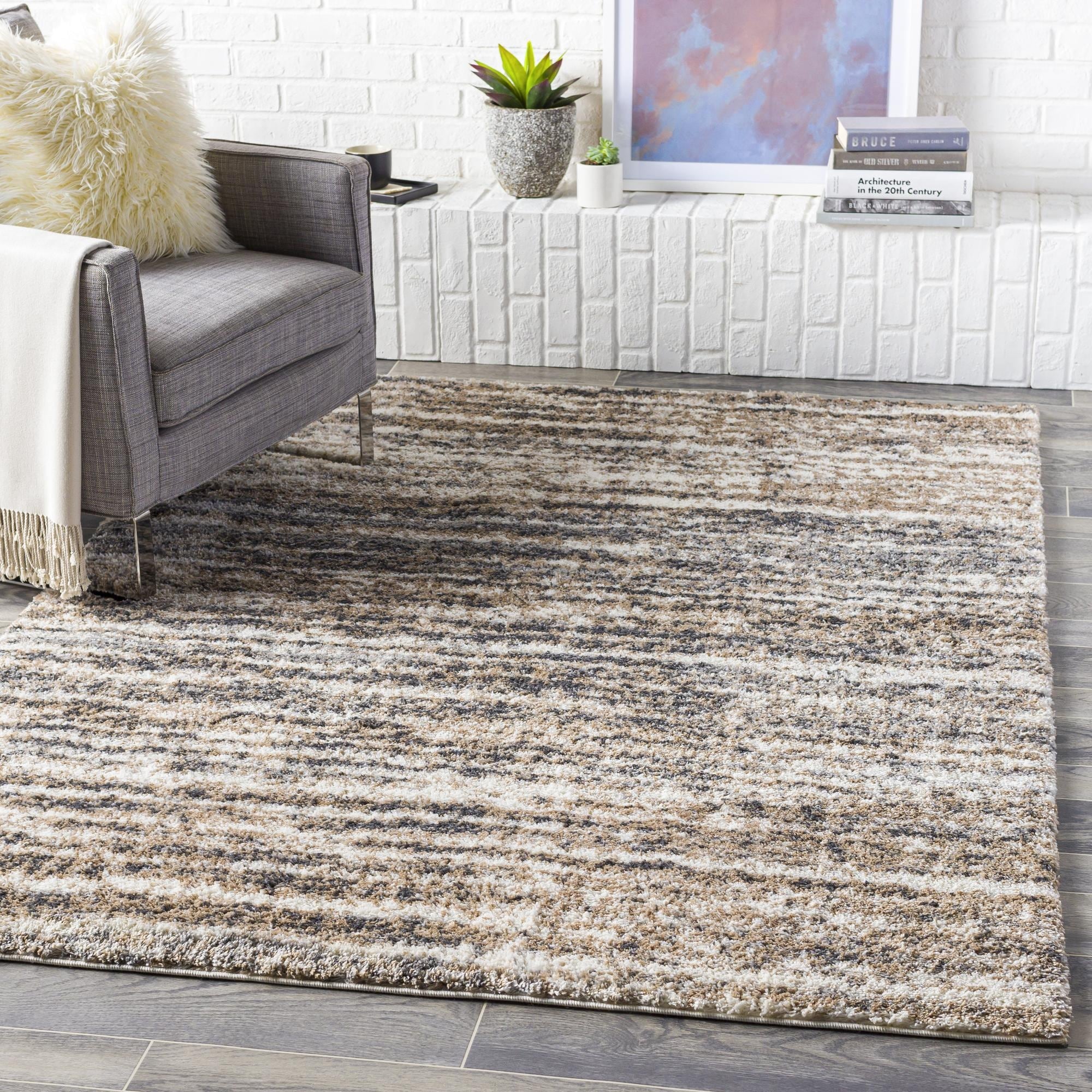 Livabliss Aliyah Shag Minimalist Abstract Area Rug