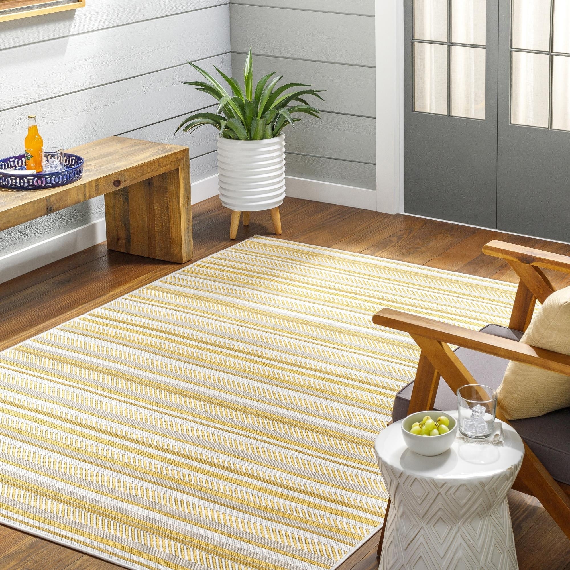 Livabliss Eagean Bohemian Stripe Outdoor Area Rug