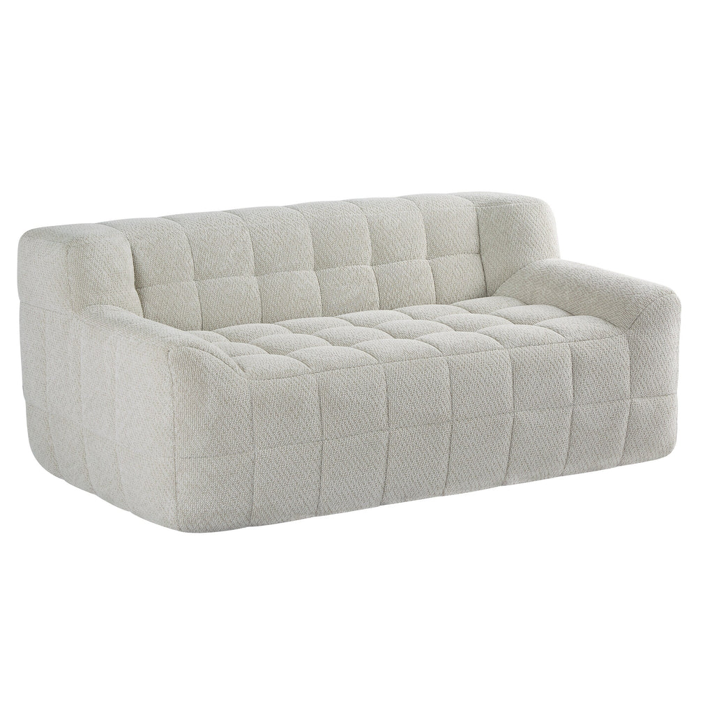 Liyasi 2 Seater Full Compression Sofa Beige Lychee Velvet No Assembly Required