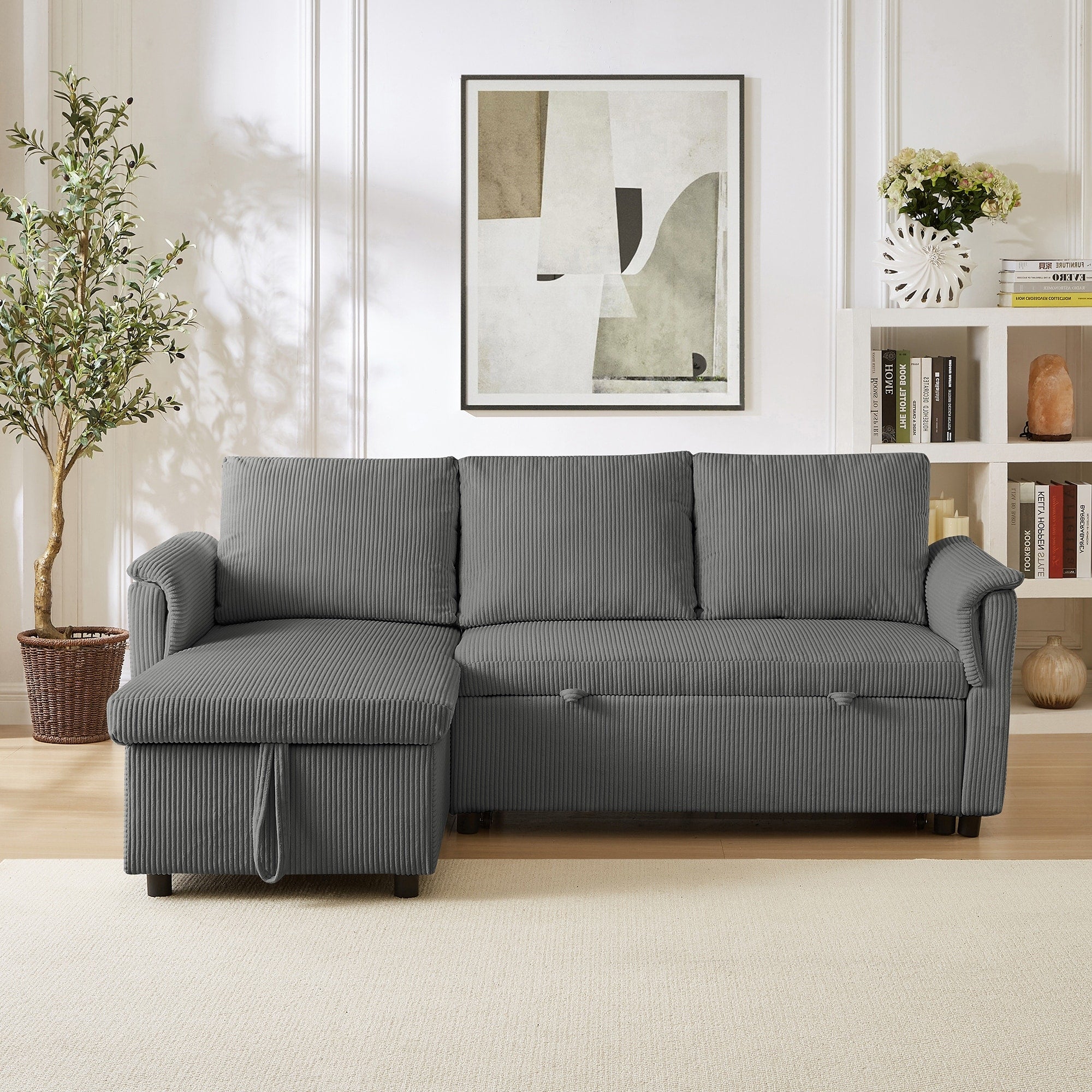 Loveseat Sofa with Chaise Lounge L-Shaped Modular Convertible Sofa with Storage Chaise