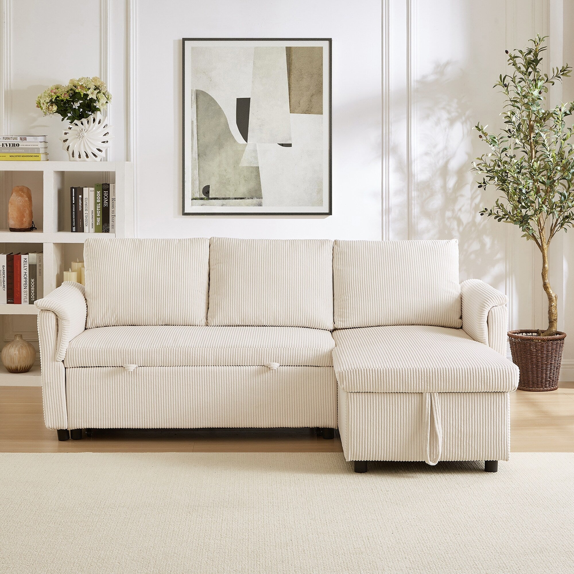 Loveseat Sofa with Chaise Lounge L-Shaped Modular Convertible Sofa with Storage Chaise