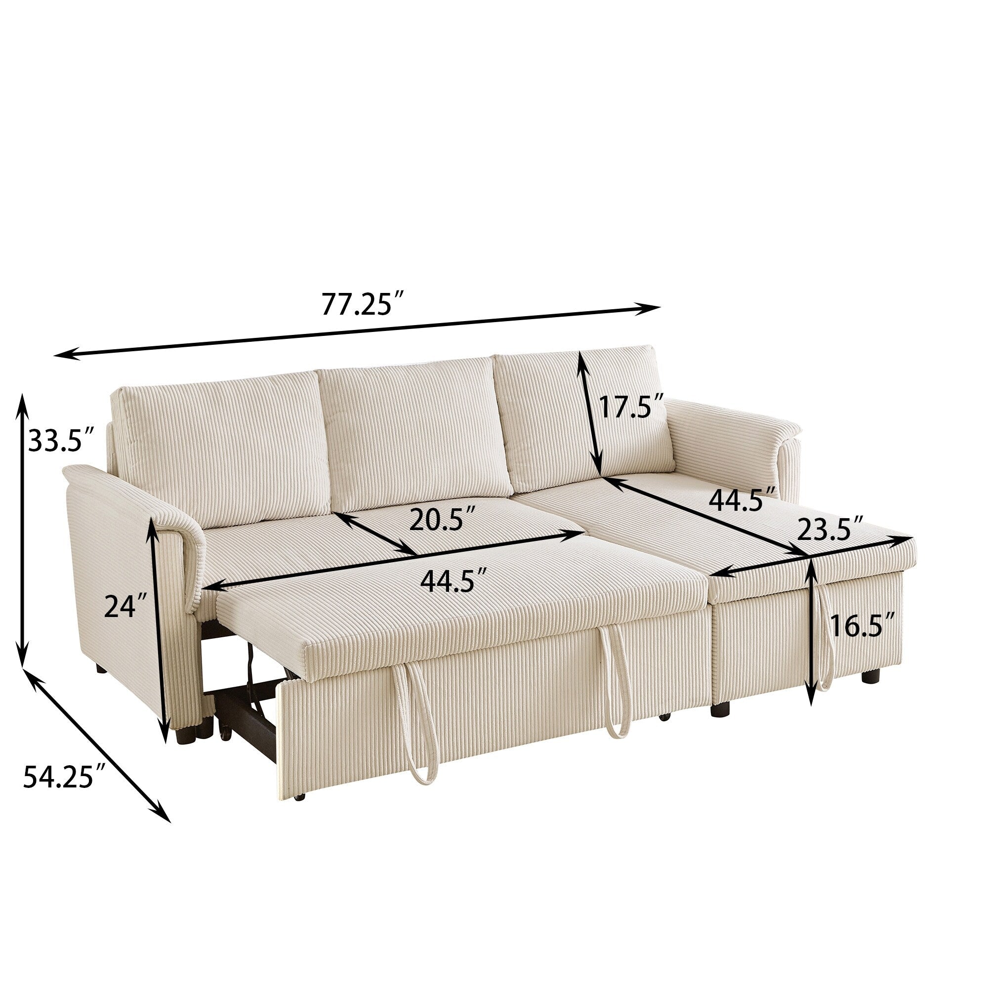 Loveseat Sofa with Chaise Lounge L-Shaped Modular Convertible Sofa with Storage Chaise
