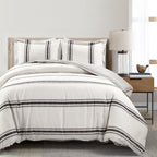 Lush Decor Farmhouse Stripe 3 Piece Duvet Cover Set