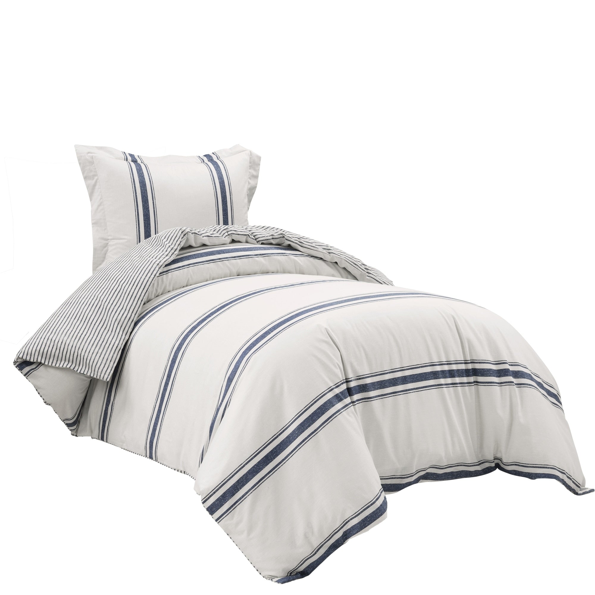 Lush Decor Farmhouse Stripe 3 Piece Duvet Cover Set