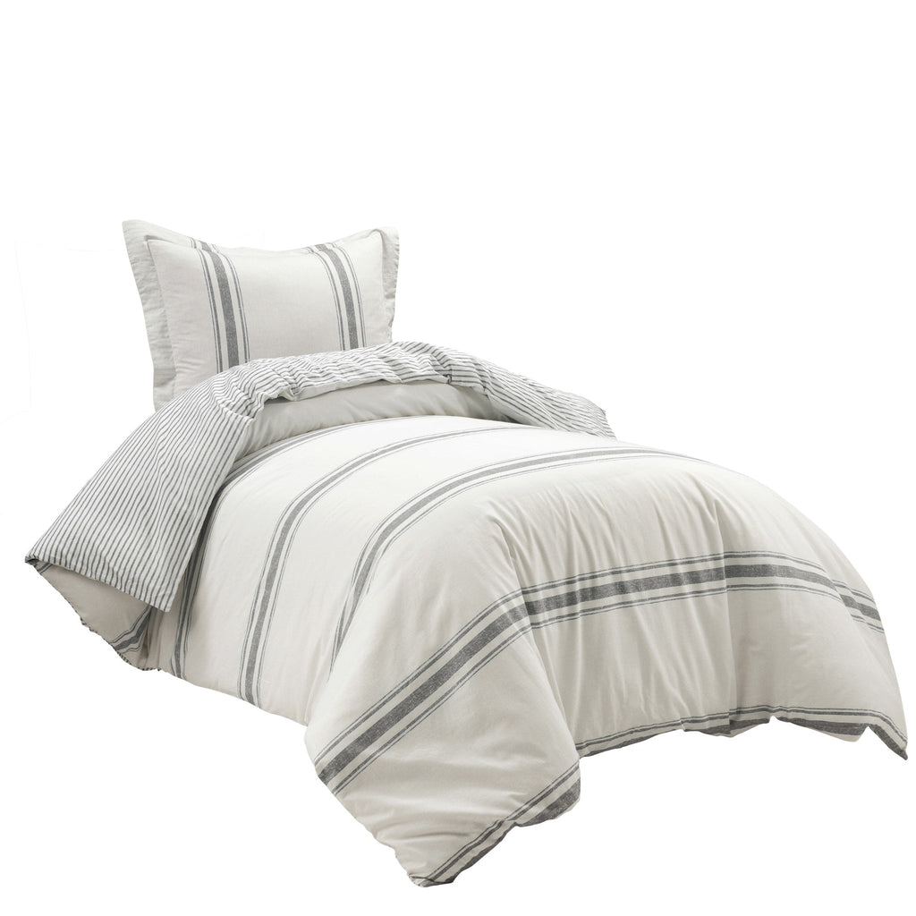 Lush Decor Farmhouse Stripe 3 Piece Duvet Cover Set