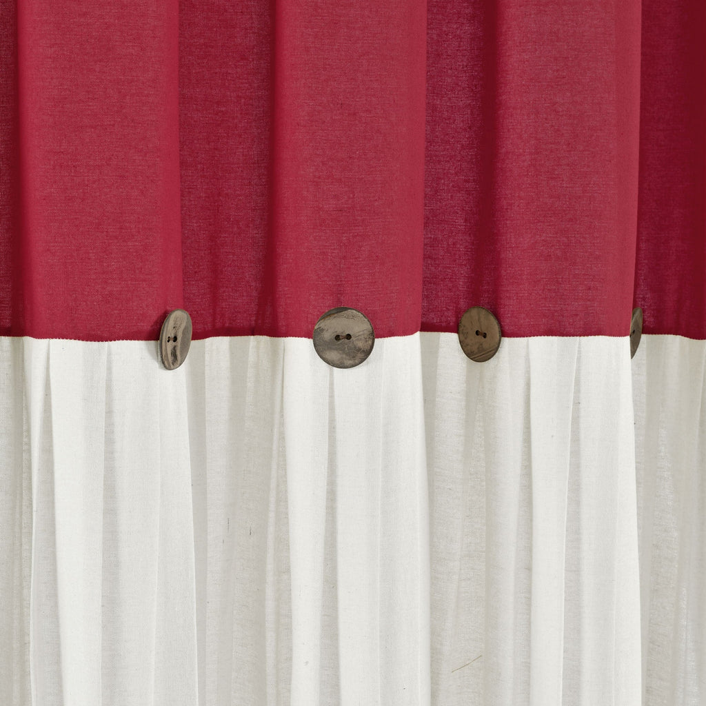 Lush Decor Two-tone Linen Button Shower Curtain