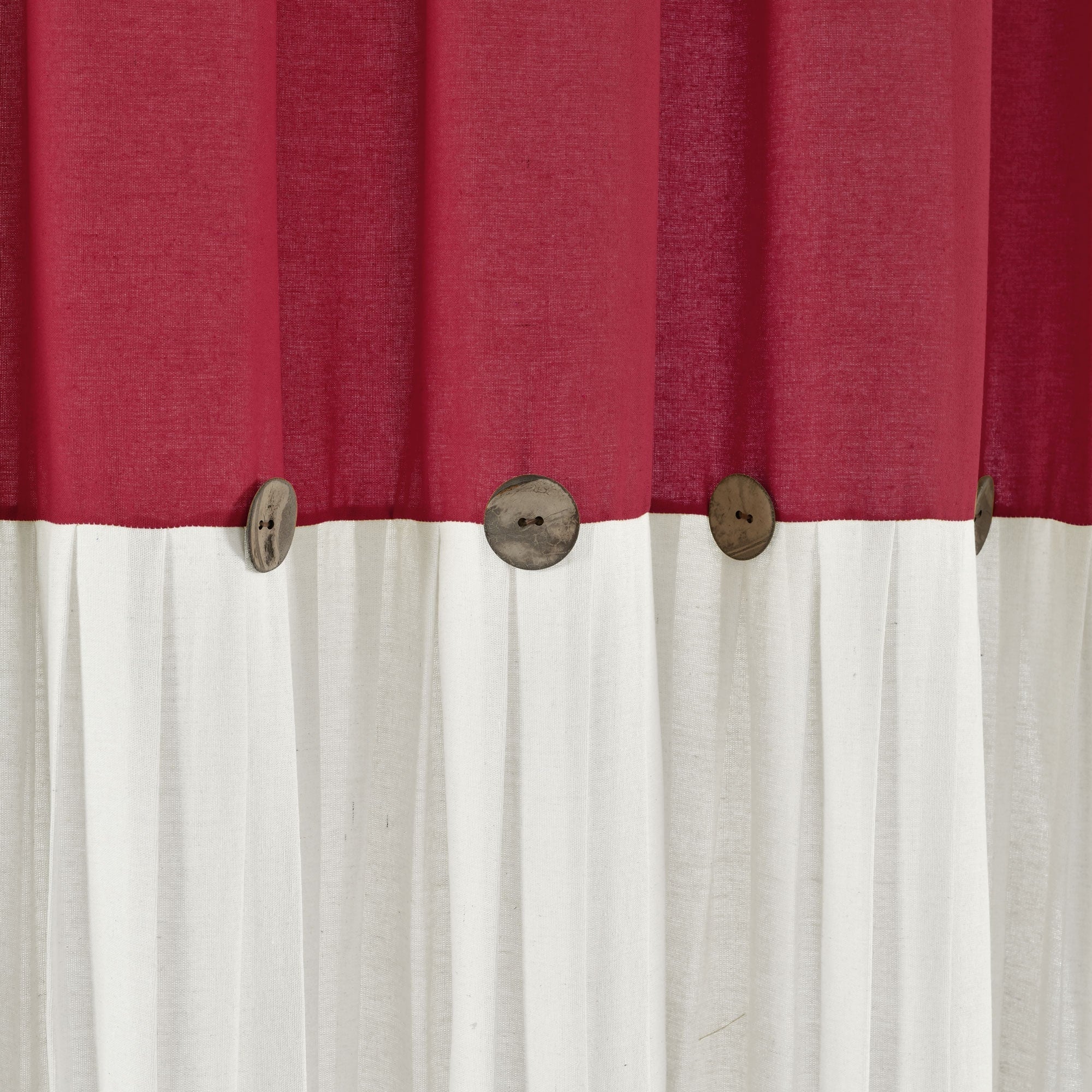 Lush Decor Two-tone Linen Button Shower Curtain
