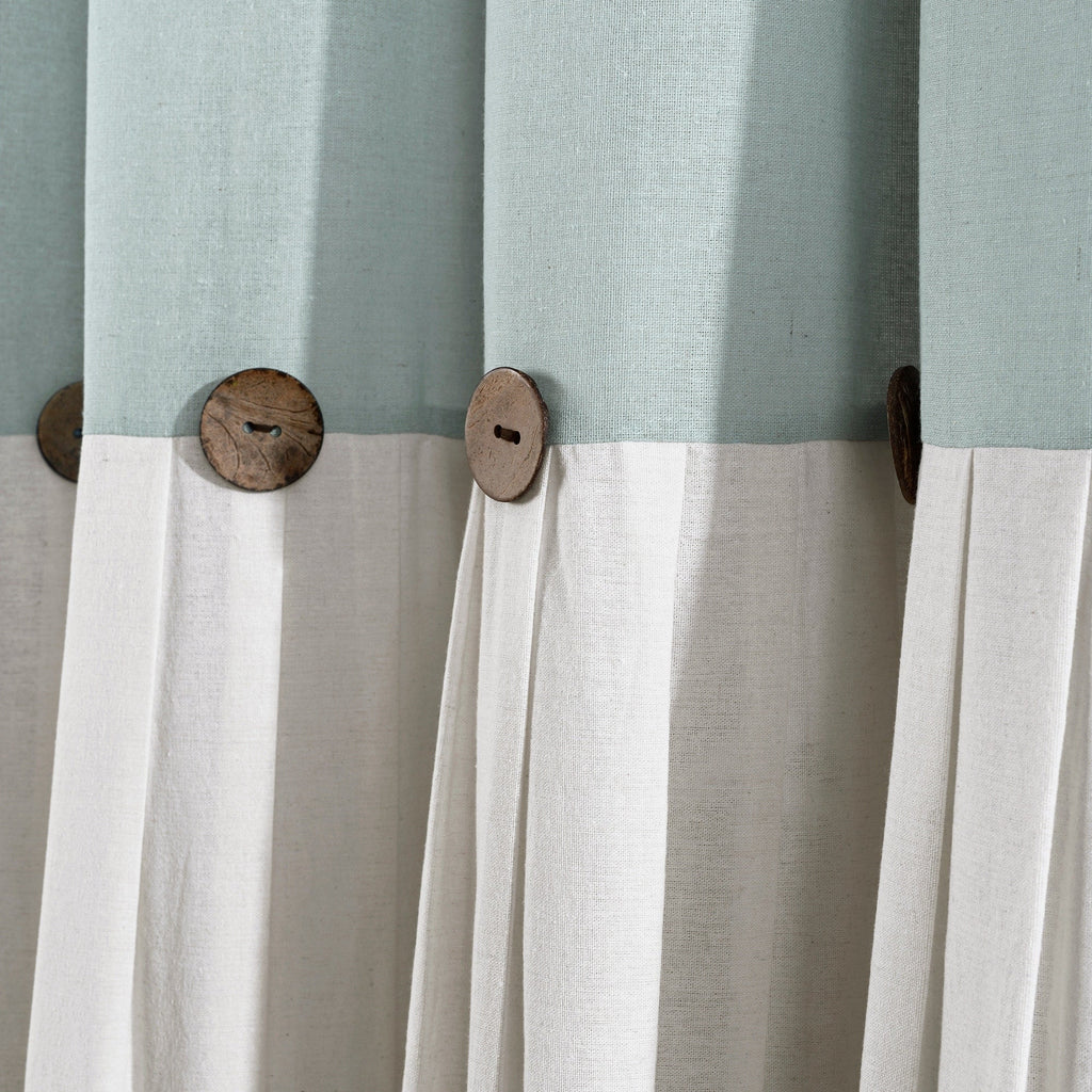 Lush Decor Two-tone Linen Button Shower Curtain