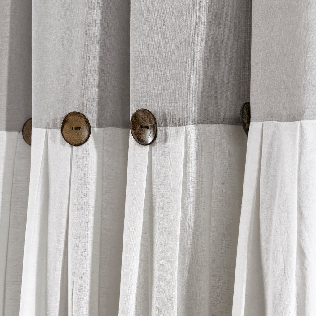 Lush Decor Two-tone Linen Button Shower Curtain