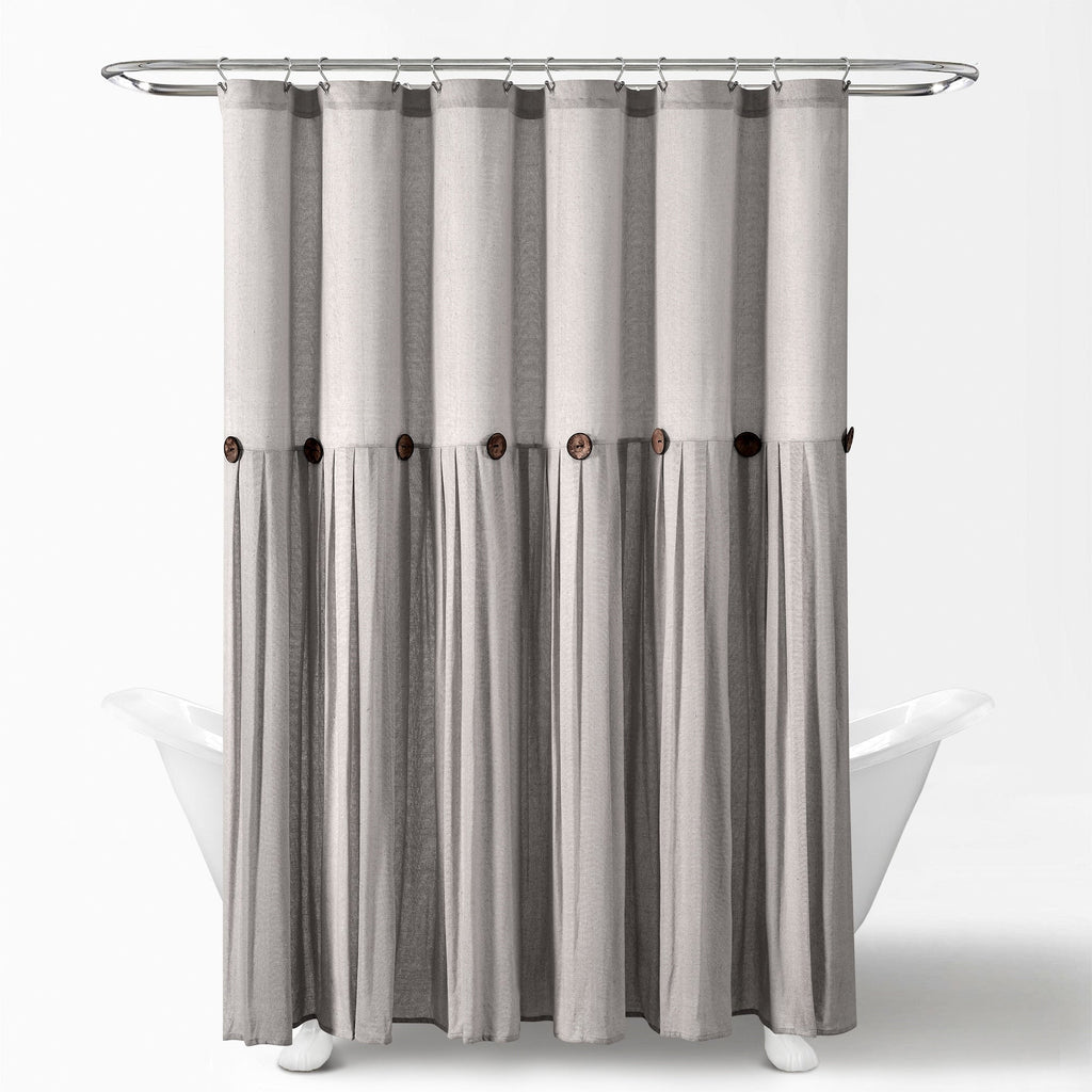 Lush Decor Two-tone Linen Button Shower Curtain