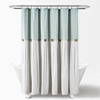 Lush Decor Two-tone Linen Button Shower Curtain