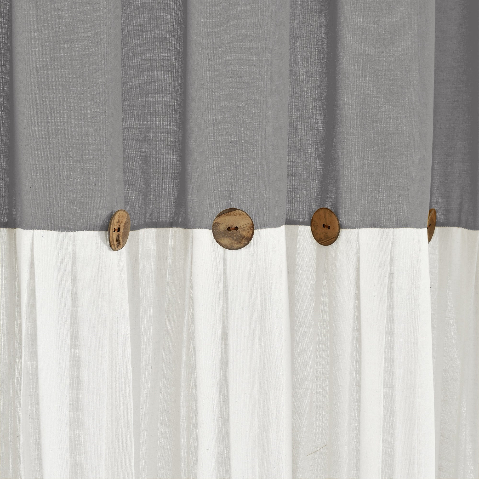Lush Decor Two-tone Linen Button Shower Curtain