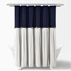 Lush Decor Two-tone Linen Button Shower Curtain