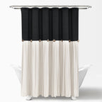 Lush Decor Two-tone Linen Button Shower Curtain