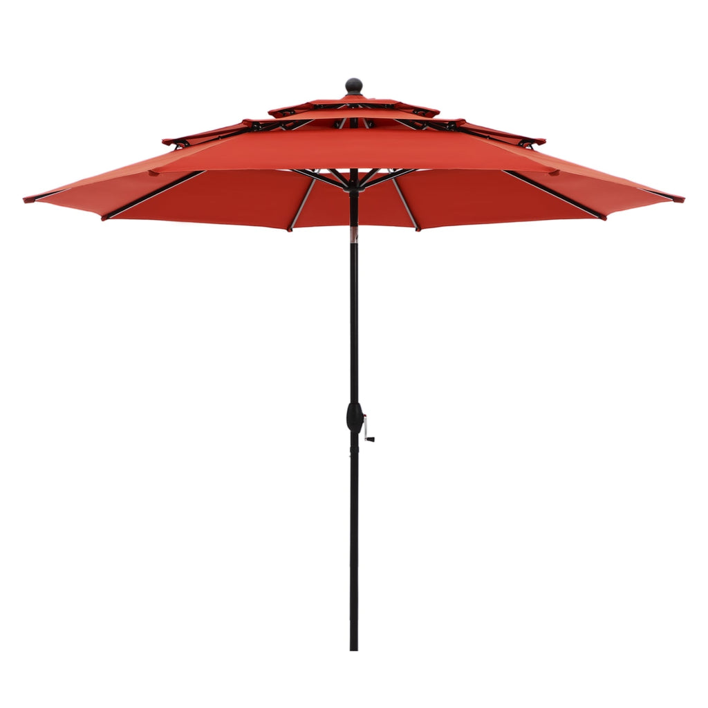 MAISON ARTS 10ft 3 Tiers Vented Patio Outdoor Umbrella with Auto-tilt and Crank Lift