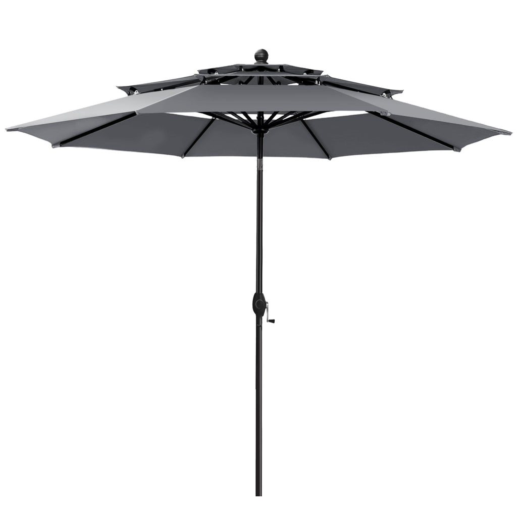 MAISON ARTS 10ft 3 Tiers Vented Patio Outdoor Umbrella with Auto-tilt and Crank Lift