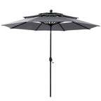 MAISON ARTS 10ft 3 Tiers Vented Patio Outdoor Umbrella with Auto-tilt and Crank Lift