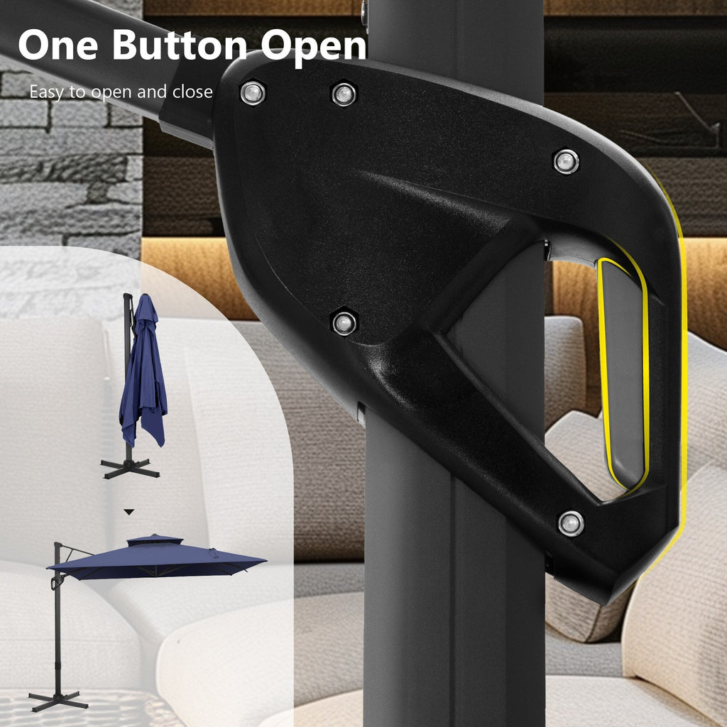 MAISON ARTS 12 FT Automatic Hydraulic Cantilever Umbrella Aluminum Pole 360 Degree Rotation