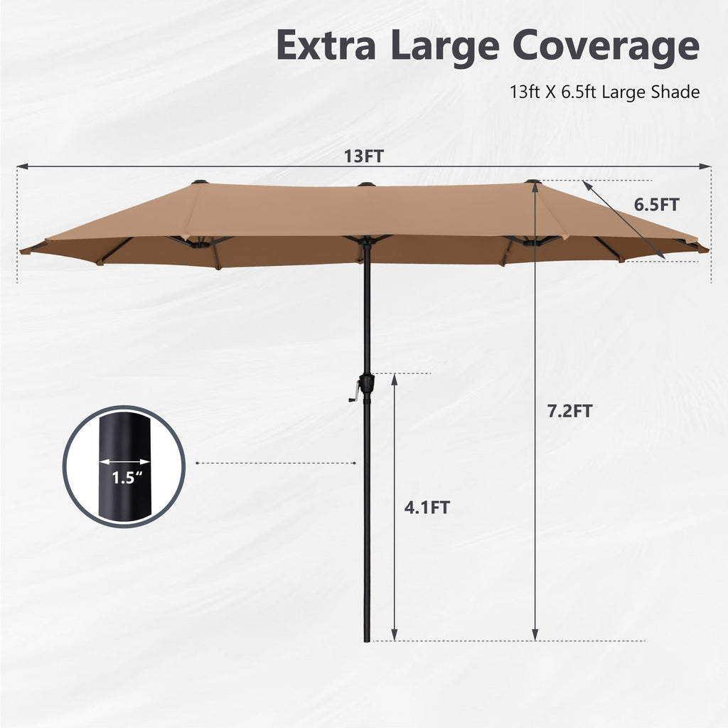 MAISON ARTS 13ft Double -Sided Patio Umbrella Extra Large with Crank