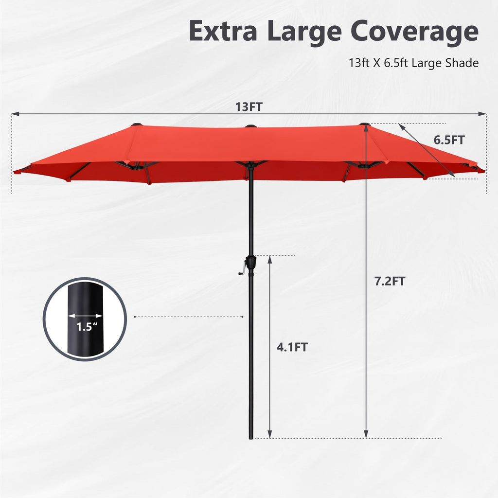 MAISON ARTS 13ft Double -Sided Patio Umbrella Extra Large with Crank