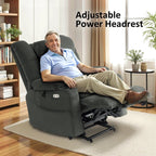 MCombo Large-Wide Dual Motor Power Lift Recliner with Massage and Dual Heating for Big and Tall Elderly, Fabric R7635