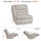 MCombo Oversized Dual Motor Armless Power Rocker Recliner Chair, Zeroarms Recliner Perfect for Living Room Fabric PR607