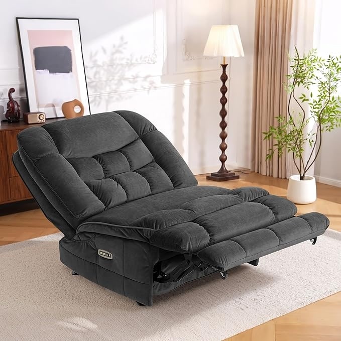 MCombo Oversized Dual Motor Armless Power Rocker Recliner Chair, Zeroarms Recliner Perfect for Living Room Fabric PR607