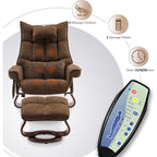 MCombo Set of 2 Swivel Recliner with Ottoman and Neck Pillow,Chenille Fabric