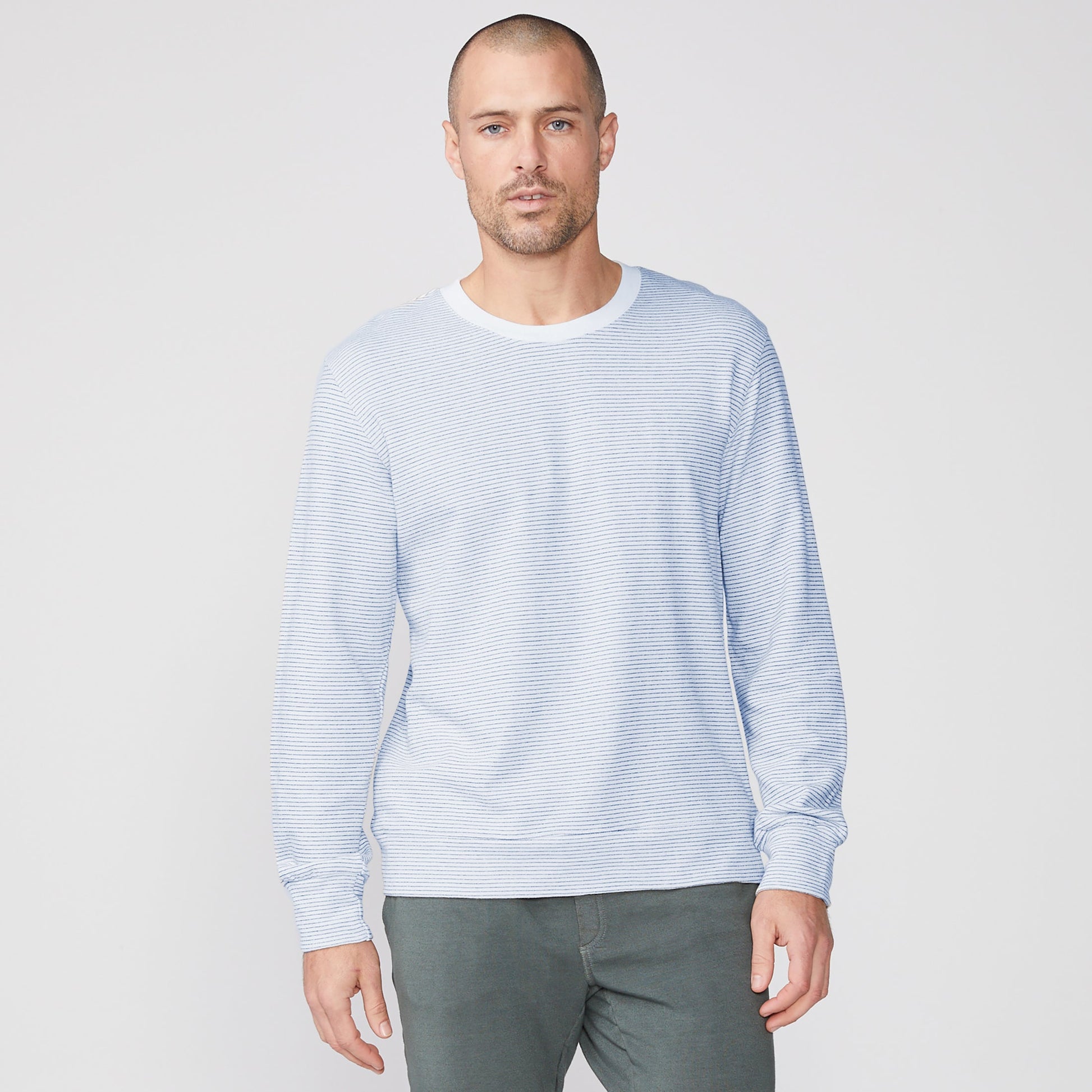 Pinstripe Crew Neck Sweatshirt