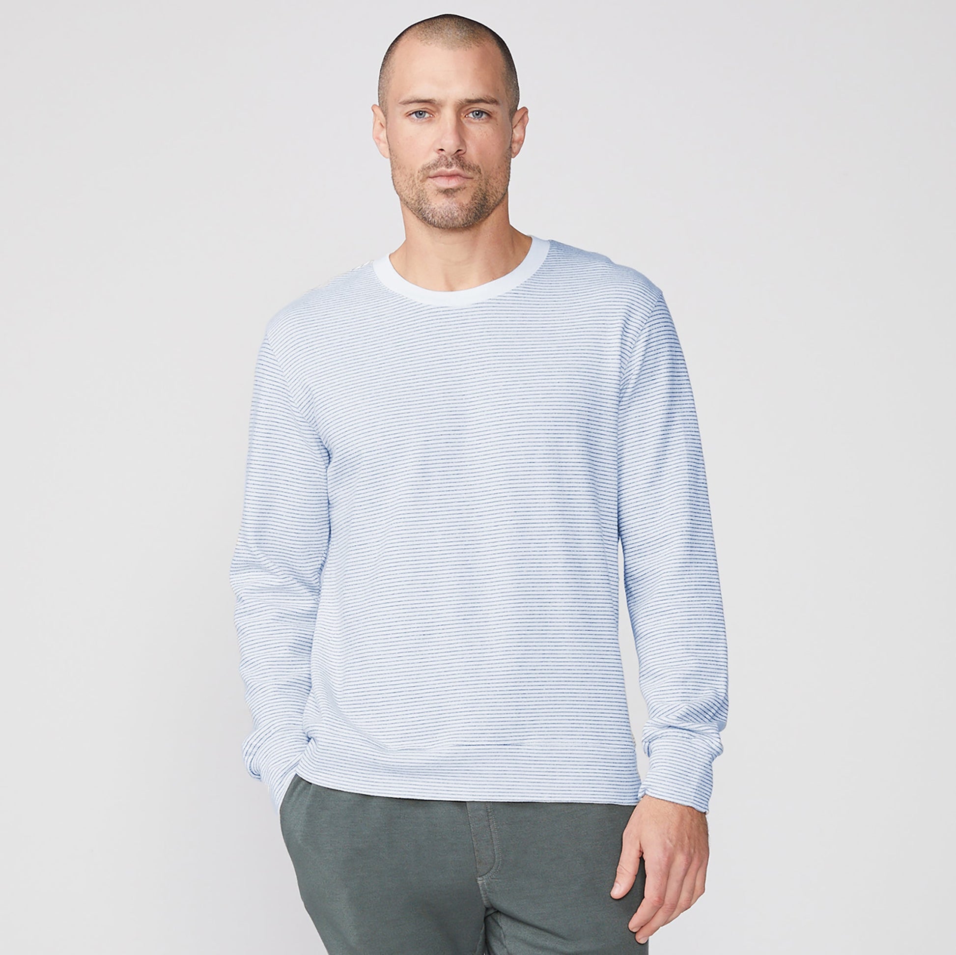 Pinstripe Crew Neck Sweatshirt