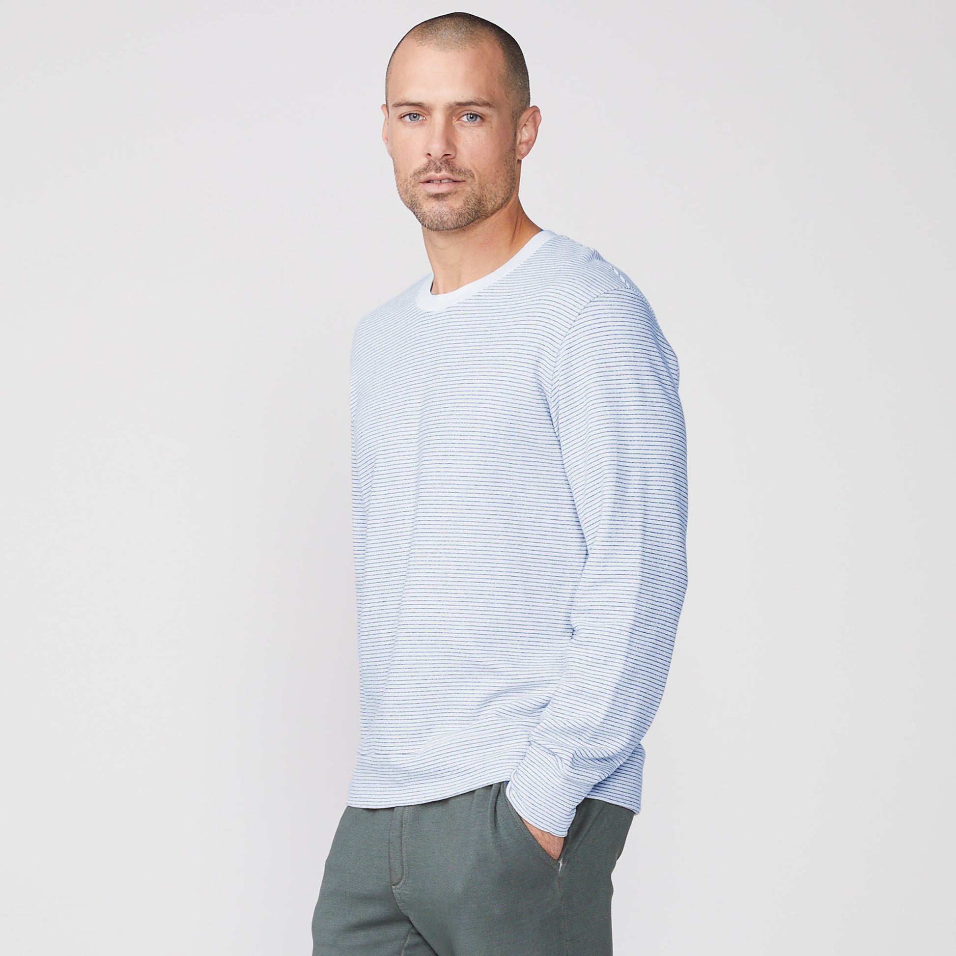 Pinstripe Crew Neck Sweatshirt