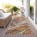 Machine Washable Indoor/ Outdoor Abstract Brushstroke Chantille Rug