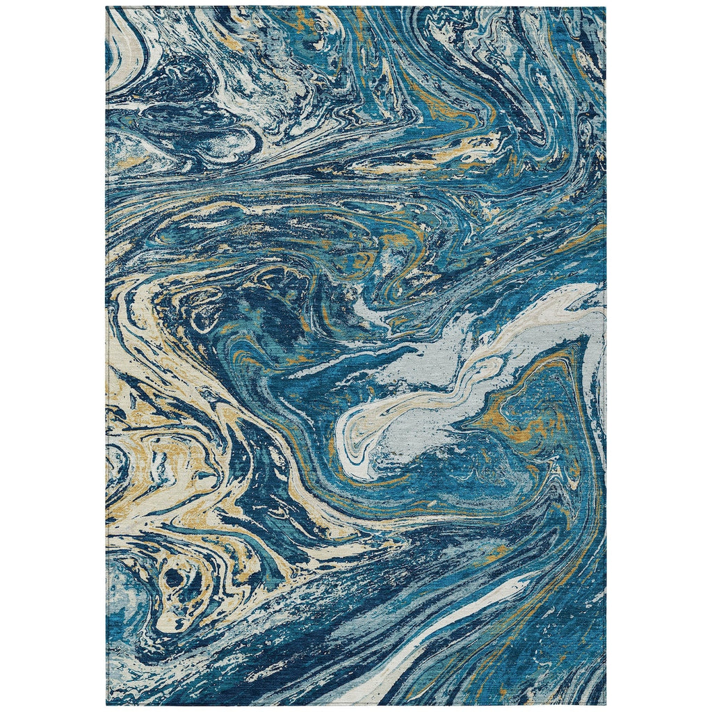 Machine Washable Indoor/ Outdoor Abstract Brushstroke Chantille Rug