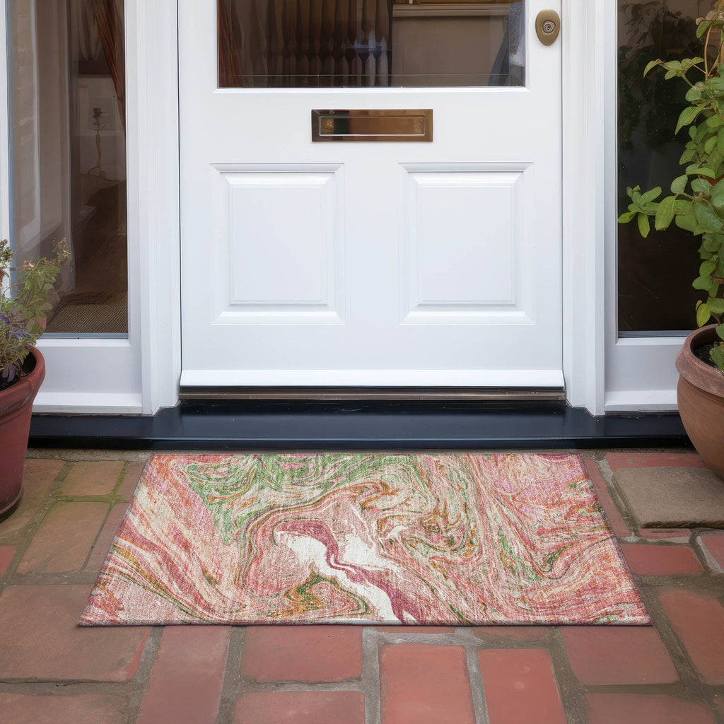 Machine Washable Indoor/ Outdoor Abstract Brushstroke Chantille Rug