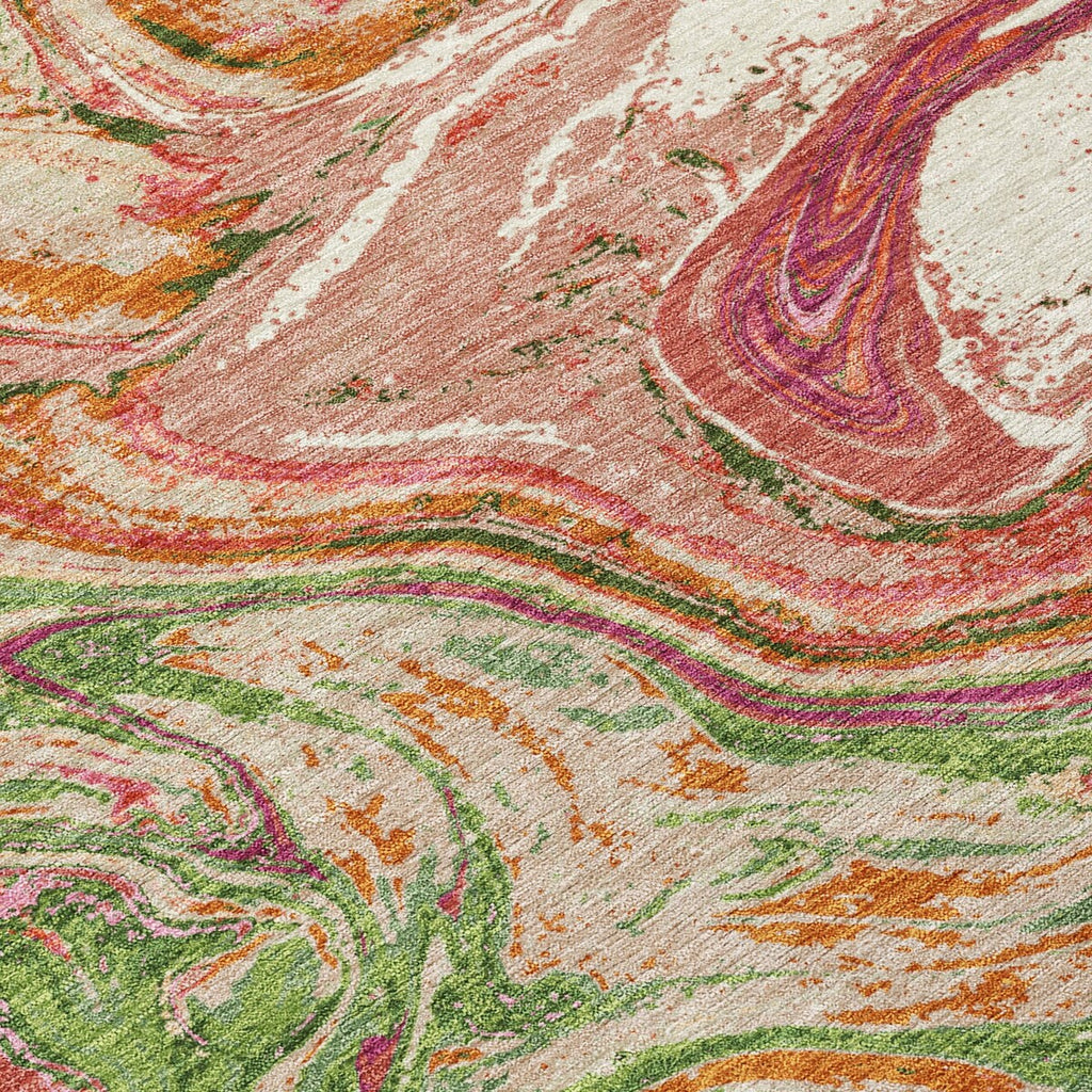 Machine Washable Indoor/ Outdoor Abstract Brushstroke Chantille Rug