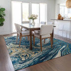 Machine Washable Indoor/ Outdoor Abstract Brushstroke Chantille Rug