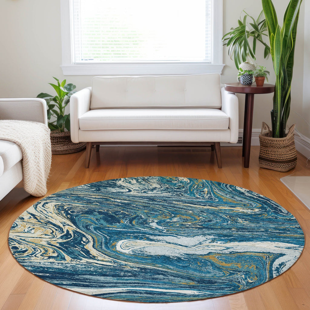 Machine Washable Indoor/ Outdoor Abstract Brushstroke Chantille Rug