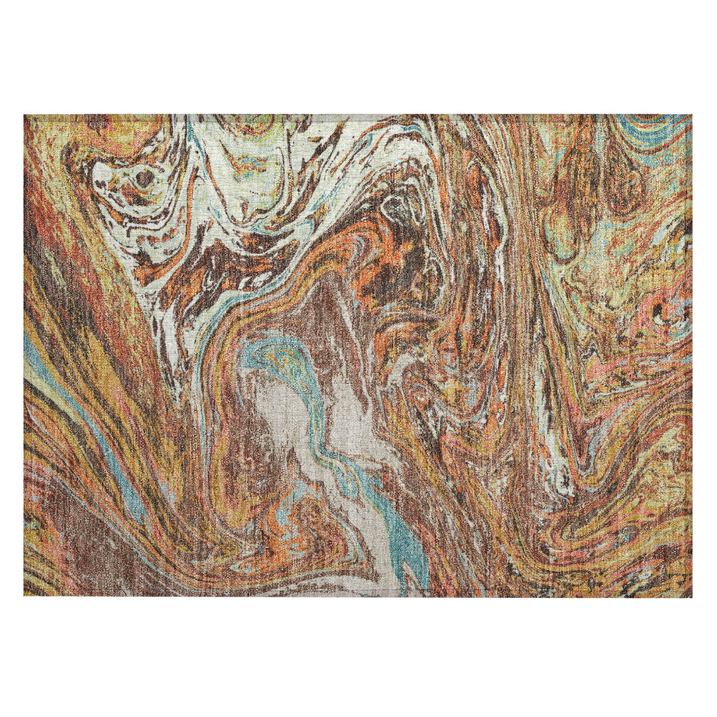 Machine Washable Indoor/ Outdoor Abstract Brushstroke Chantille Rug