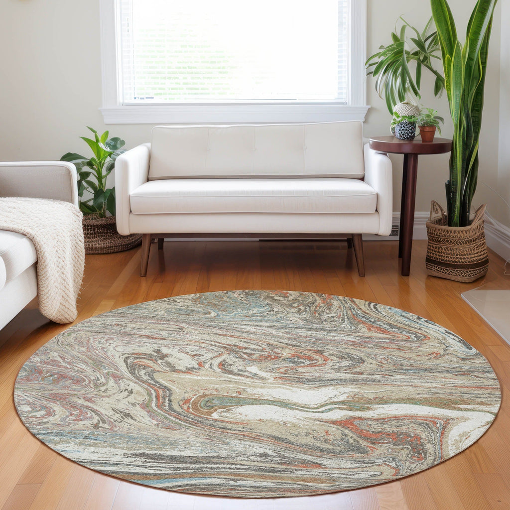 Machine Washable Indoor/ Outdoor Abstract Brushstroke Chantille Rug