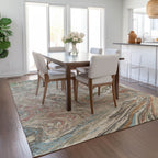 Machine Washable Indoor/ Outdoor Abstract Brushstroke Chantille Rug